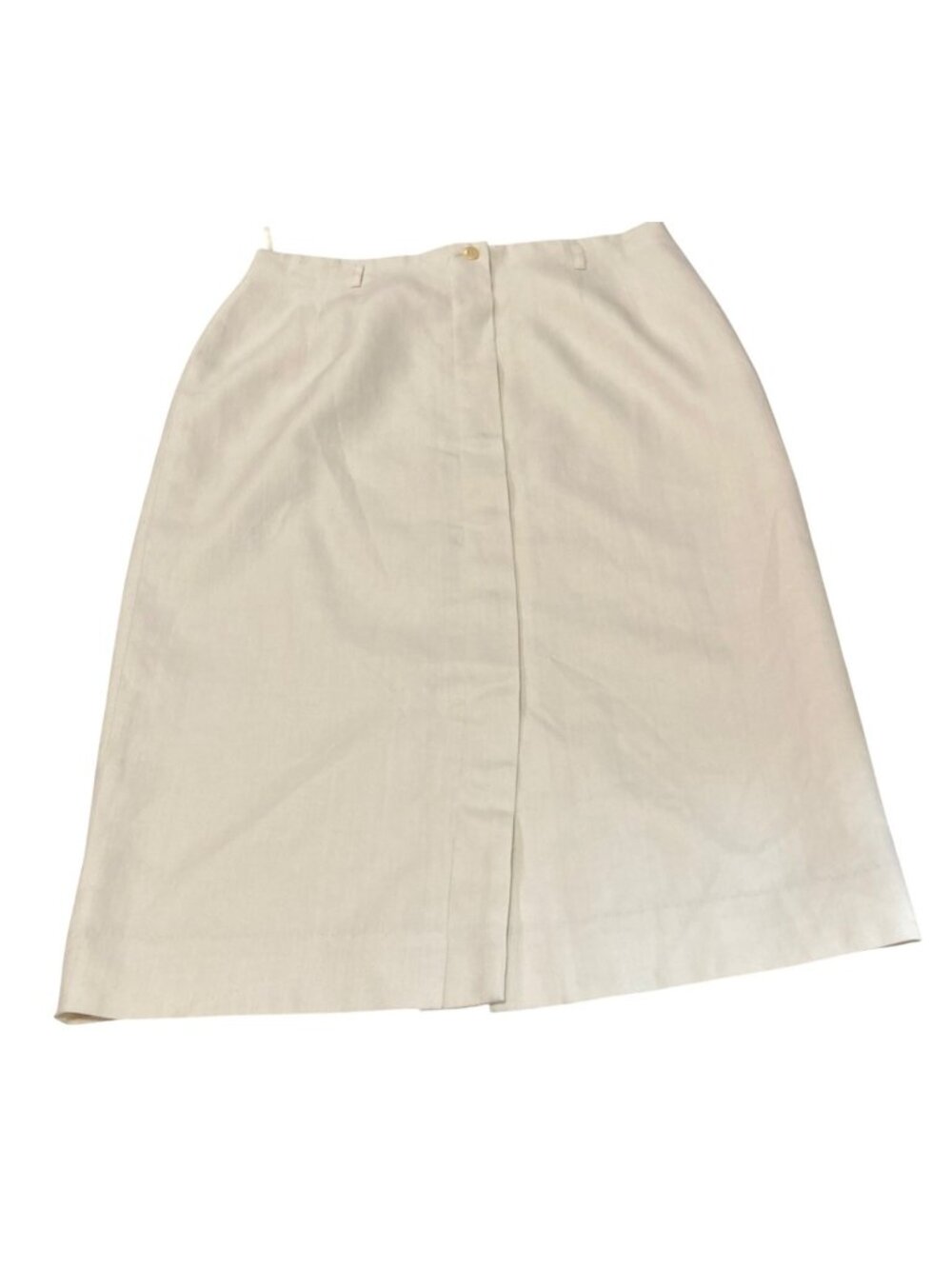 Vintage 90s Minimalist Pencil Skirt 14 Cream Linen Blend Office Soft Girl Preppy